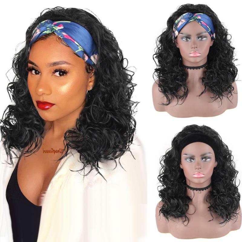 

Synthetic Wigs Long Body Wave Headband Ponytail For Black Women Loose Wig Natural Turban, T001 1b