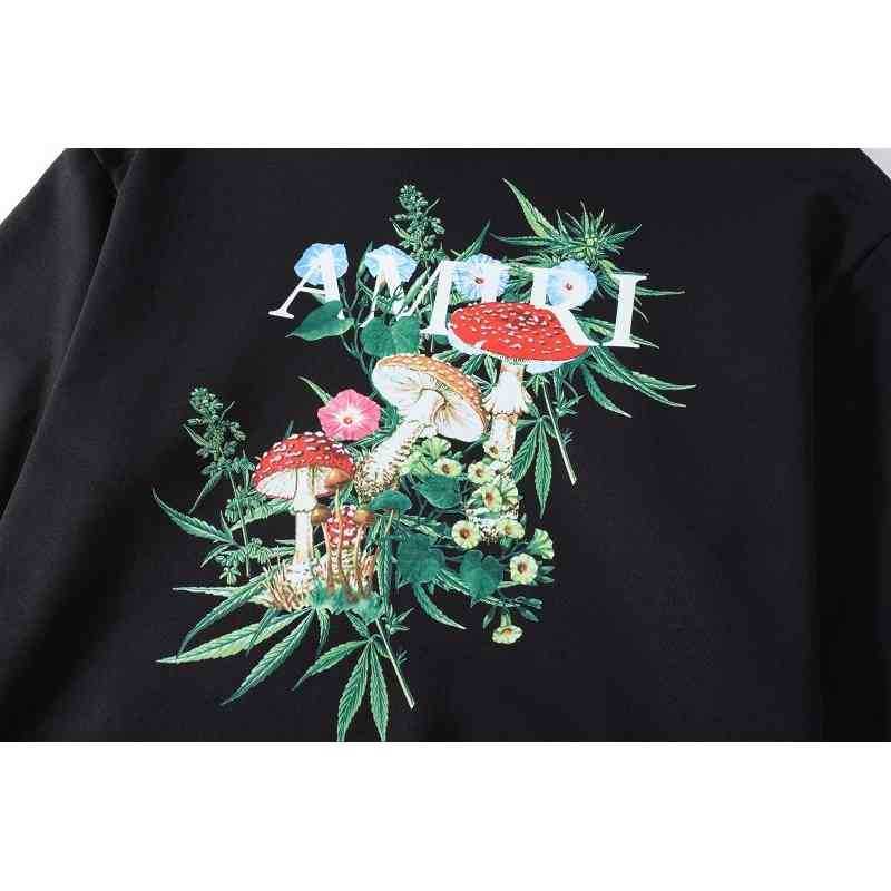 

2022 Chao brand Mens Hoodies Amiry Hoodie Sweatshirt pocket personalized plant pattern casual hooded printed sweater, Black