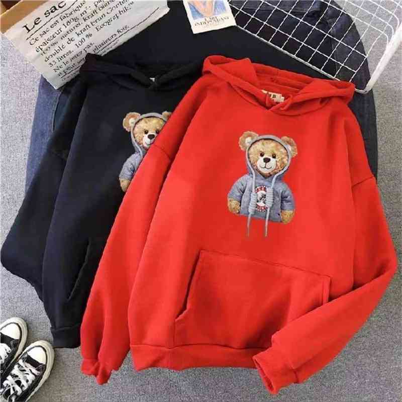

2021 new fleece printed long sleeve Korean hooded women's sweater, Multi color printing and distribution
