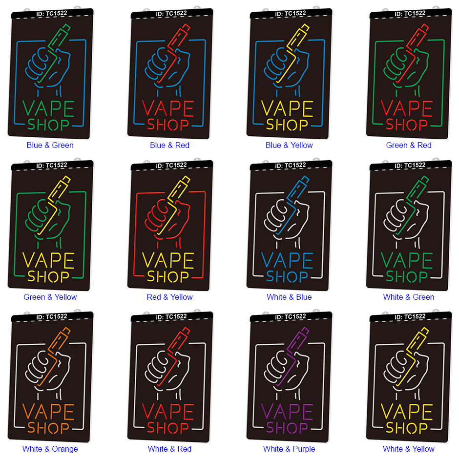 

TC1522 Vape Shop Light Sign Dual Color 3D Engraving