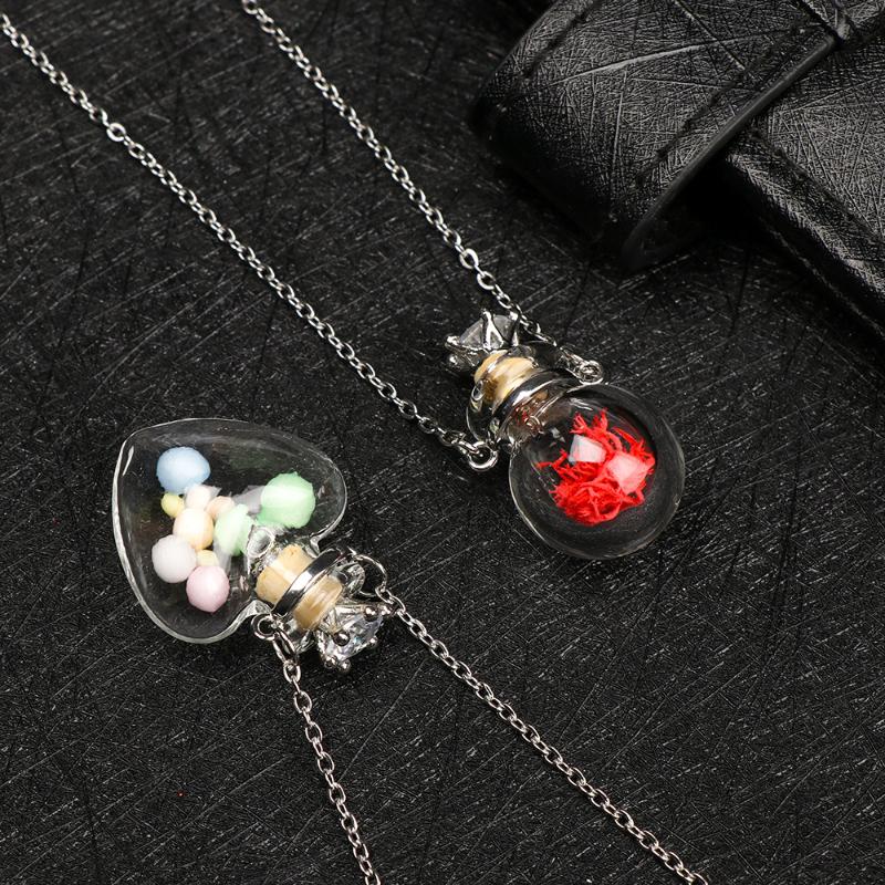 

Pendant Necklaces Water Drop Heart Necklace Make Wishes Openable Essential Oil Steel Chain Perfume Glaze Vial Memorial Jewelry