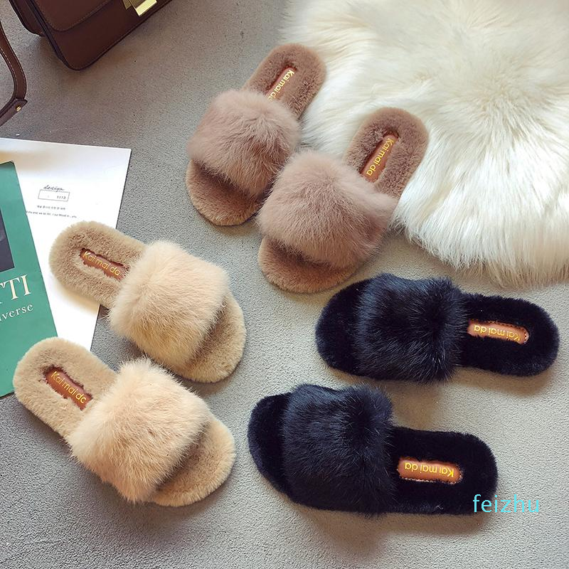 

3-Style Cross Band Slippers Women Cozy Flat Winter Plush Ladies Shoes Velvet Pantuflas 2021 Knitted Furry Slides 35-40