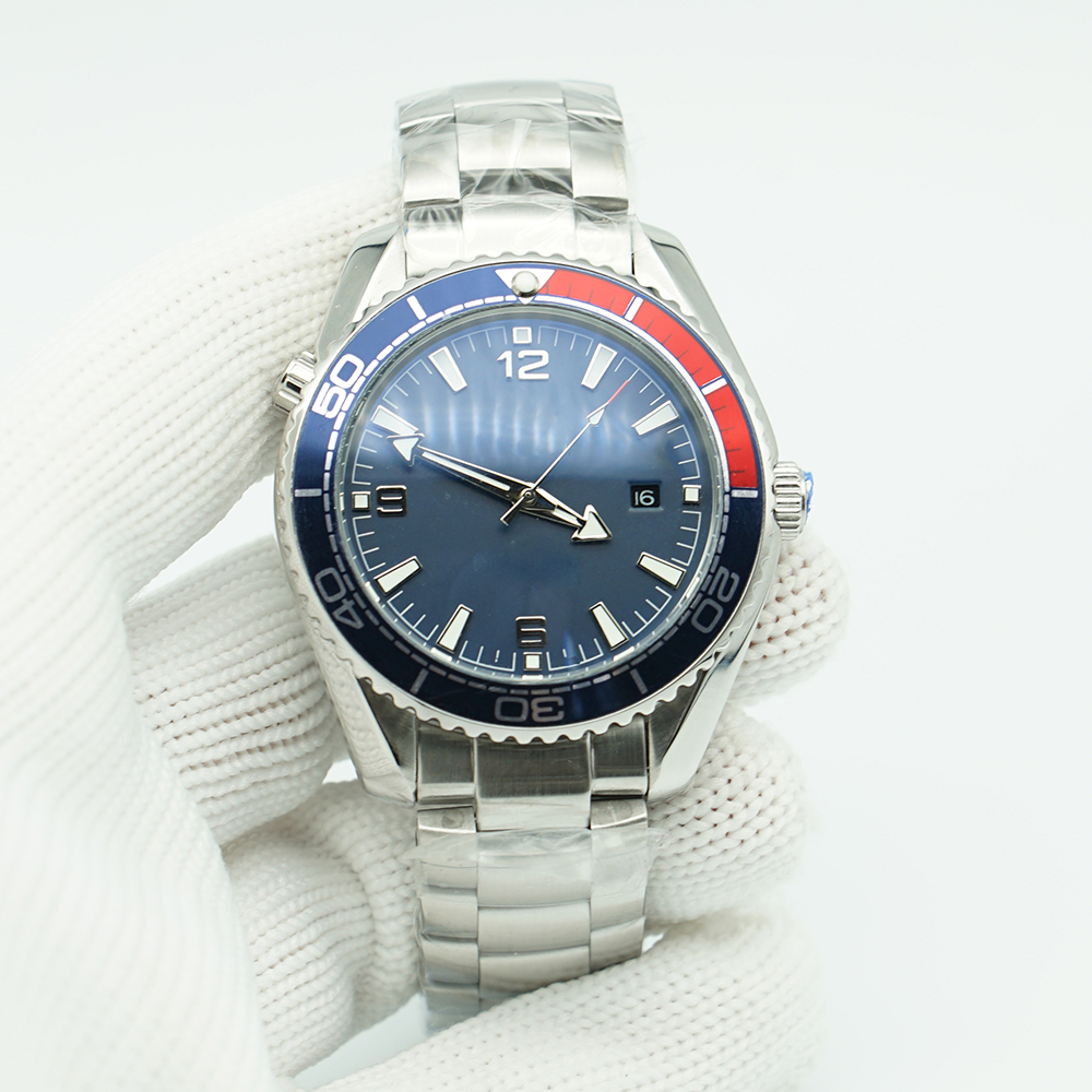 

Blue Red Bezel Planet Limited Dial Watch 44mm Automatic Mechaincal Movement Ocean Diver 600m Stainless Steel Sports Sea America Cup Mens Wristwatches, Only for extra payment