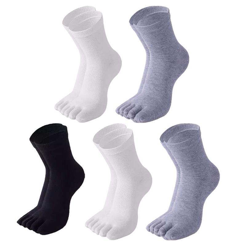 

Men's Socks 5 Pairs Absorbent Sweat Five-Finger Toe Sock Men Cotton Sports Running, Black