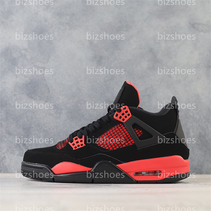 

Red Thunder Basketball shoes Black White Red 4 4s Jumpmans Trainers Sneakers With Box, 01