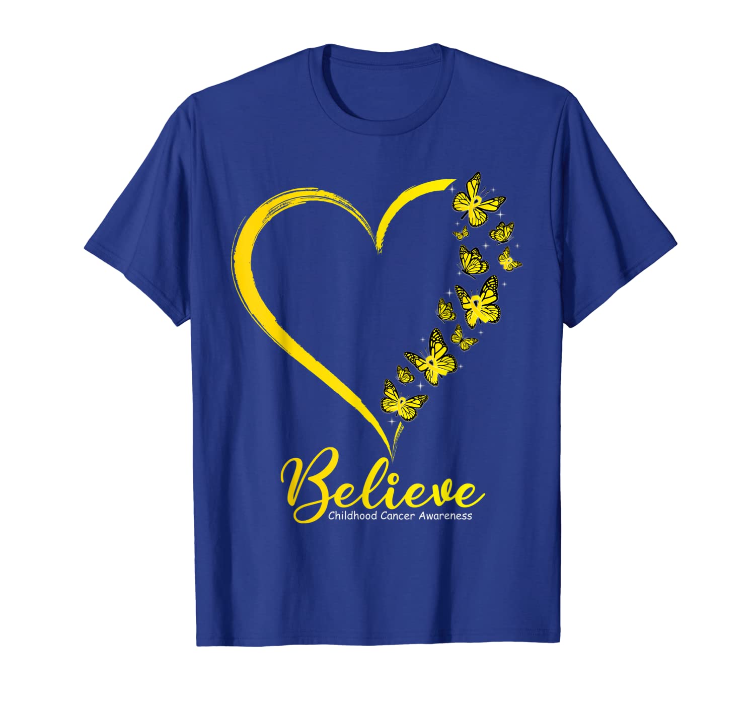 

butterfly believe childhood cancer awareness ribbon tshirt, White;black