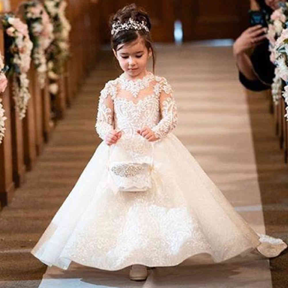 Compra Vestidos Casuales Elegantes Flores Para Niñas Ed En Mangas Largas,  Encaje, Vestidos, Bodas Formales, Fiesta Es Para Niñas. Barato | Entrega  Rápida Y Calidad | Es.Dhgate