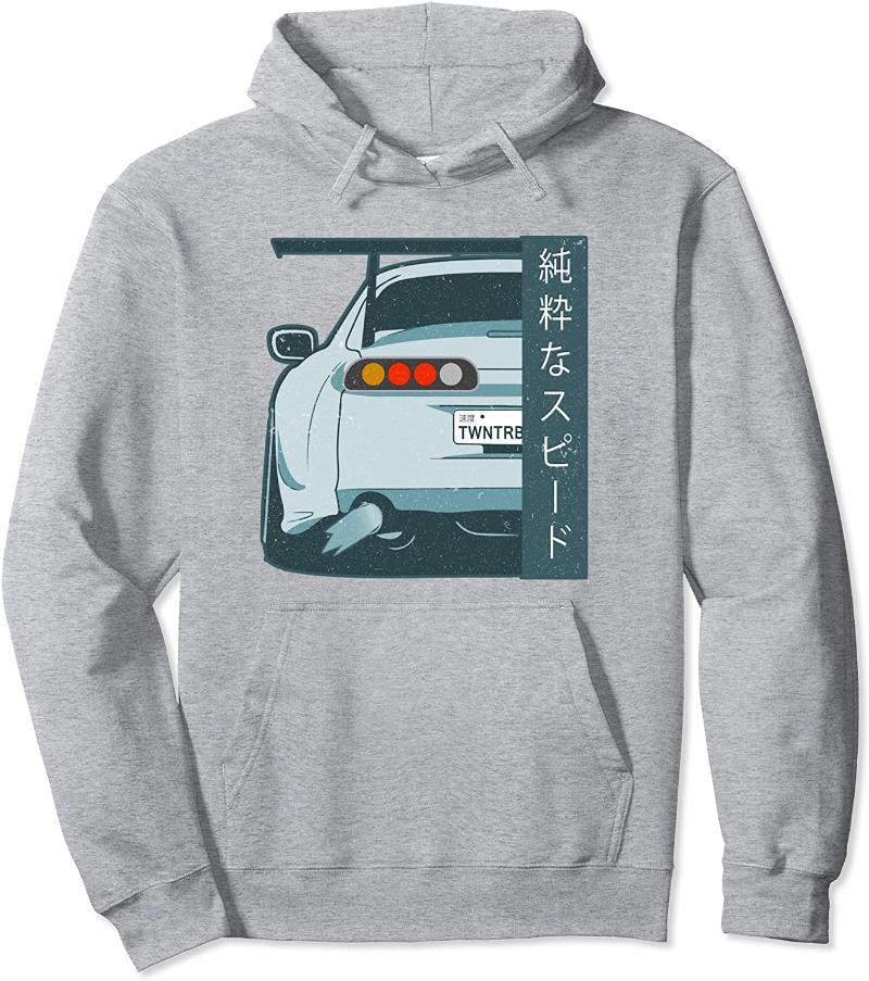 

Men's Hoodies & Sweatshirts Pure Speed Kanji JDM Street Race Distressed Pullover Hoodie, Black