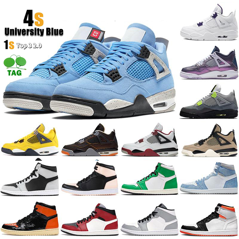 

2021 Arrival Jumpman High 1 1s UNC Mens 4s Basketball Shoes Light Smoke Grey Designer Obsidian South Beach Sports Trainers Gt Sneakers 36-46, 1s#01