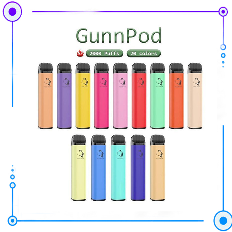 

GunnPod Disposable E-cigarettes Device Kit 2000 Puffs 1250mAh Battery Prefilled 8ml Pod Stick Vape Pen 0268255, Random