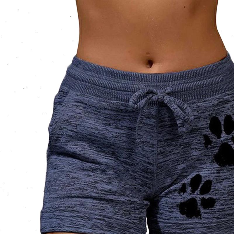 

women short summer fast drying drawstring cat paw print shorts lace up high waist elastic cotton beach casual sport, White;black