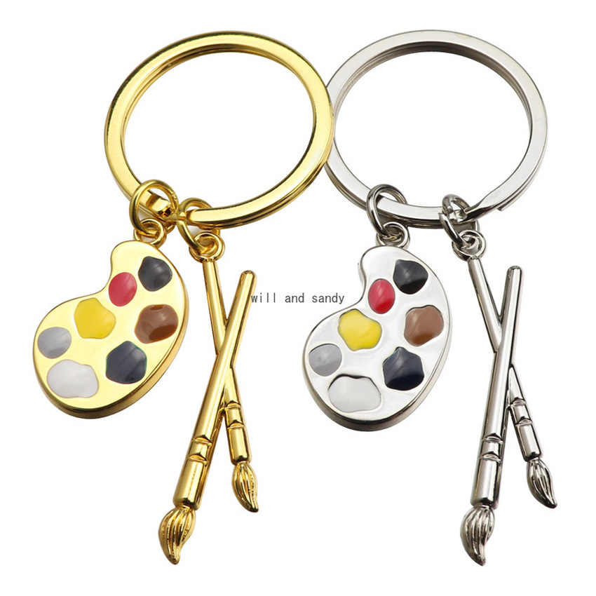 

Painter Student Enamel 3d Artist Paint Color Palette Key Ring Brush Painter Charm Keychain Bag Hanging Student Fashion Jewelry Graduation Gift