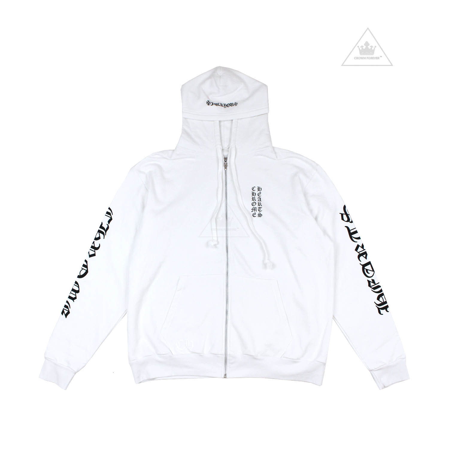 

US chrome Entity hearts croxin arm letter zipper lettered Hoodie, Black