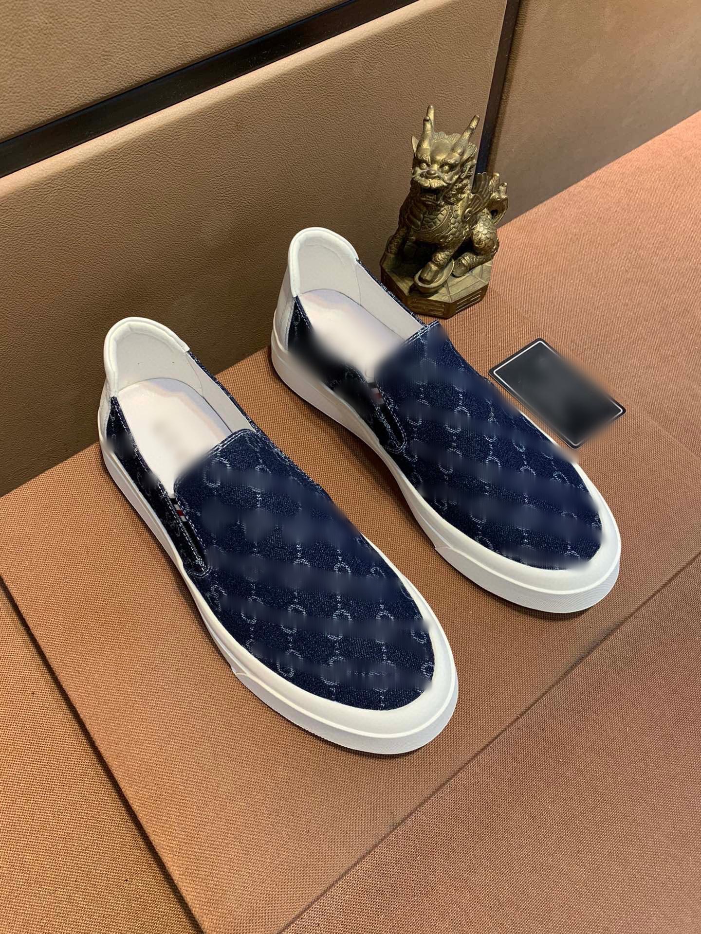 

Top fashion men designer shoes blue cowboy letter printed slip on Luxury Mens casual sports shoe prom party with orginal box