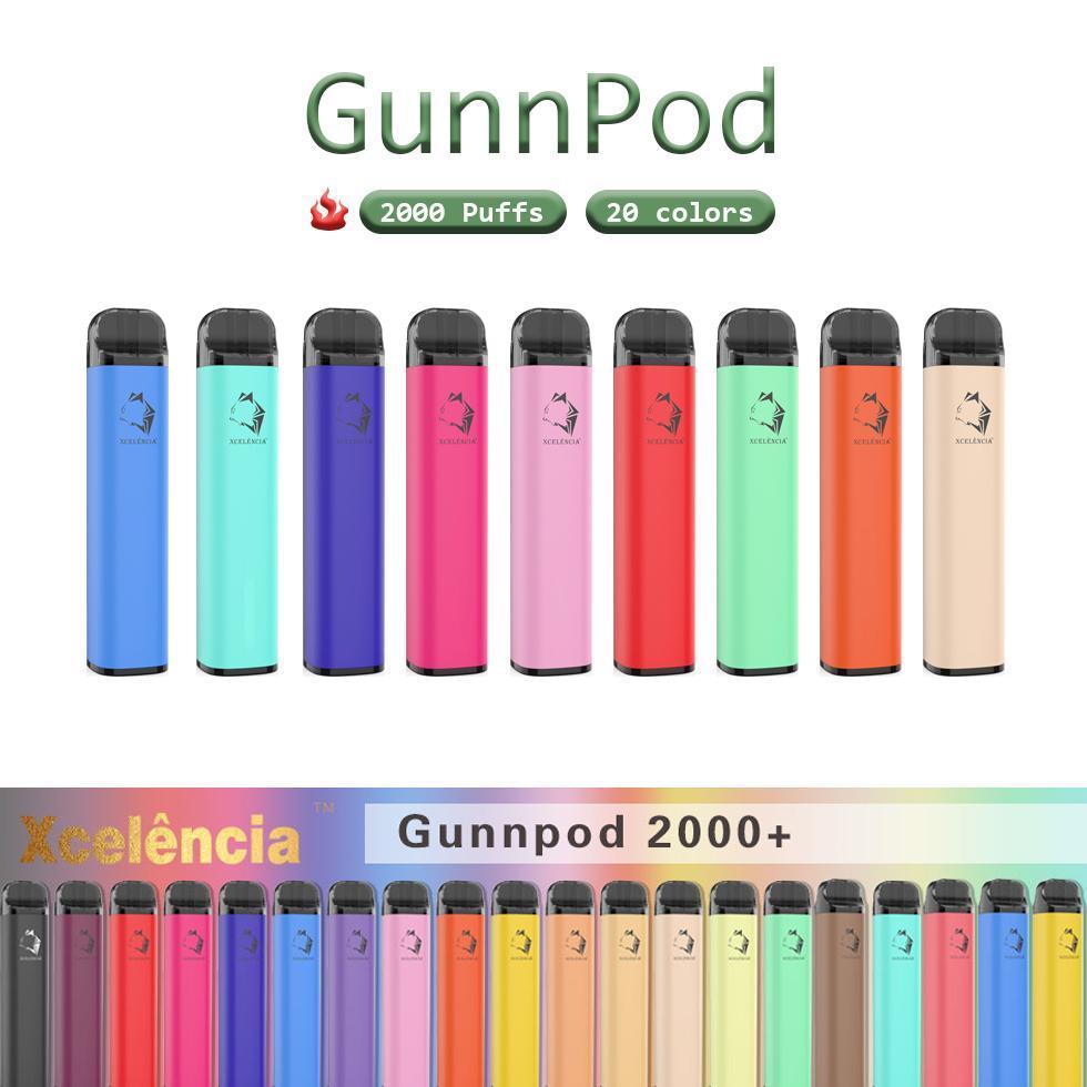 

Gunnpod Disposable Pod Device Kit Cigarettes 2000 Puffs 1250mAh Battery 8ml Prefilled Cartridge Vape Stick Pen VS XXL Bar Plus