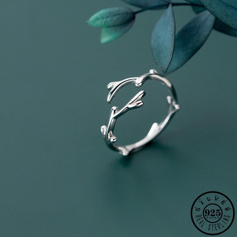 

Cluster Rings 925 Sterling Silver Irregular Tree Branch Shape Ring Trendy Adjustable Open Knuckle Finger Jewelry For Women Girls