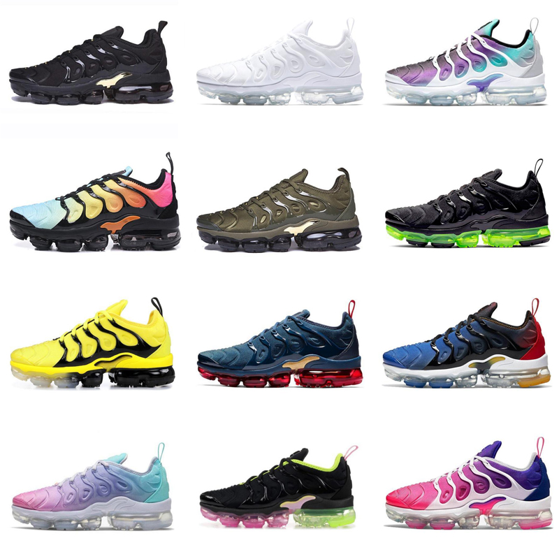 

2021 Running Shoes 2018TN Plus Trainers Men Women Sport Triple Black Zebra White Yellow Olive Green Anthracite Pastel Classic Sneakers With Box, #15 black volt 40-45