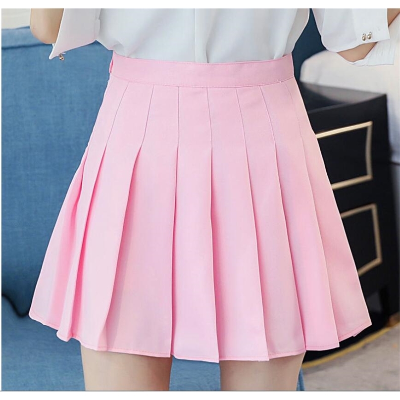 

Women Pleat Skirt Preppy Style Pleated s Mini Cute Japanese School Uniforms Girl Jupe Cool Saia Faldas 210629, Red