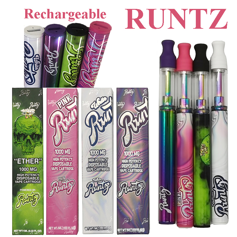 

Runtz Disposable Vape Pen 1.0ml Rechargeable E-cigarettes 240mAh Battery Copper Tip Glass Tank Thick Oil Vaporizer Empty Cartridge Pink Whit