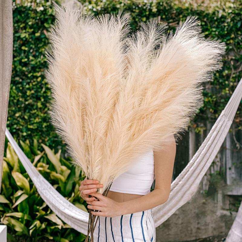 

Decorative Flowers & Wreaths 98cm Artificial Pampas Grass Bouquet DIY Home Decor Wedding Party Simulation Flower Reed Fake Plants, 1 stick orange