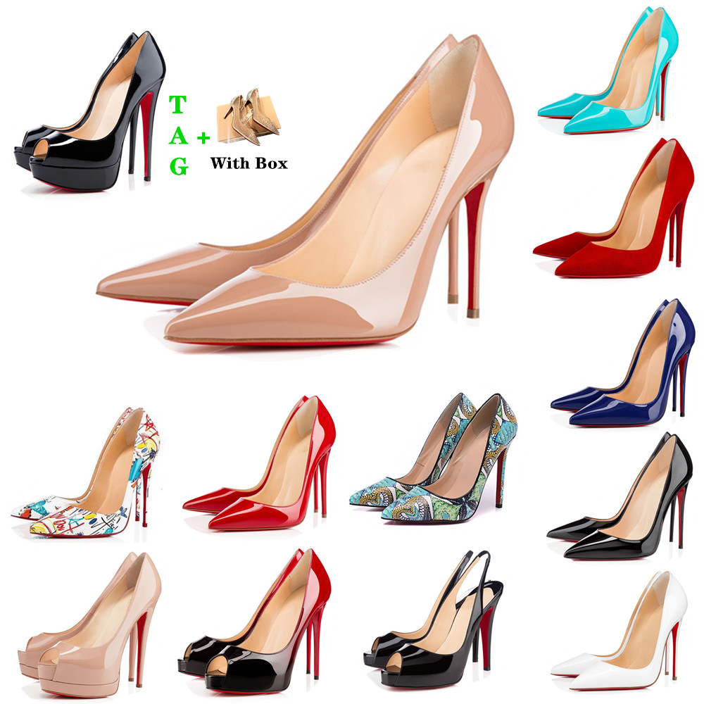 

Brand Woman Red Bottoms High Heels Patent Leather Platform Peep-toes Sandals Designer Pointy Toe Dress Shoe Luxury Womens Reds Sole Pumps Wedding Shoes 20005, 39
