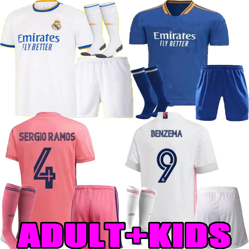 

Adult+ 2021 Real Madrid Soccer Jersey set 2022 SERGIO RAMOS ISCO HAZARD KROOS MODRIC 20 21 22 ASENSIO VINI JR BENZEMA Classic Home Away third football shirt kits, 2021 home