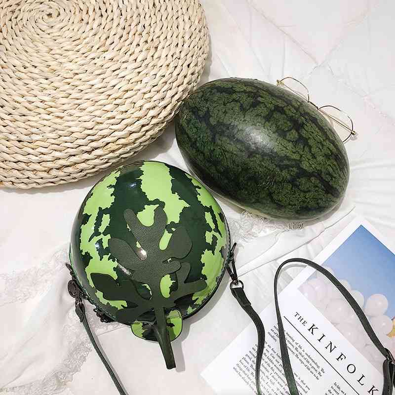 

2019 New Cute funny children's fun watermelon shape women's personalized creative three-dimensional fruit messenger bag trend, Green