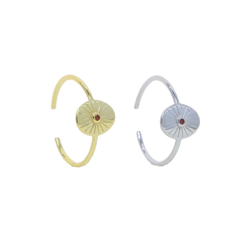 

Cluster Rings 100% 925 Sterling Silver Minimal Delicate Thin Band Open Adjusted Red Stone Sun Ring
