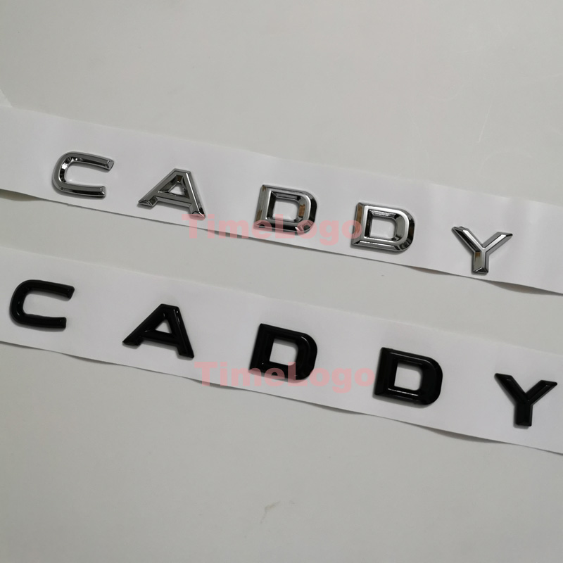 

For VW Golf CADDY Car Middle Trunk Sticker Nameplate Logo for Volkswagen Glossy Black ChromeRegular Letter Font Emblem Badge, Colour