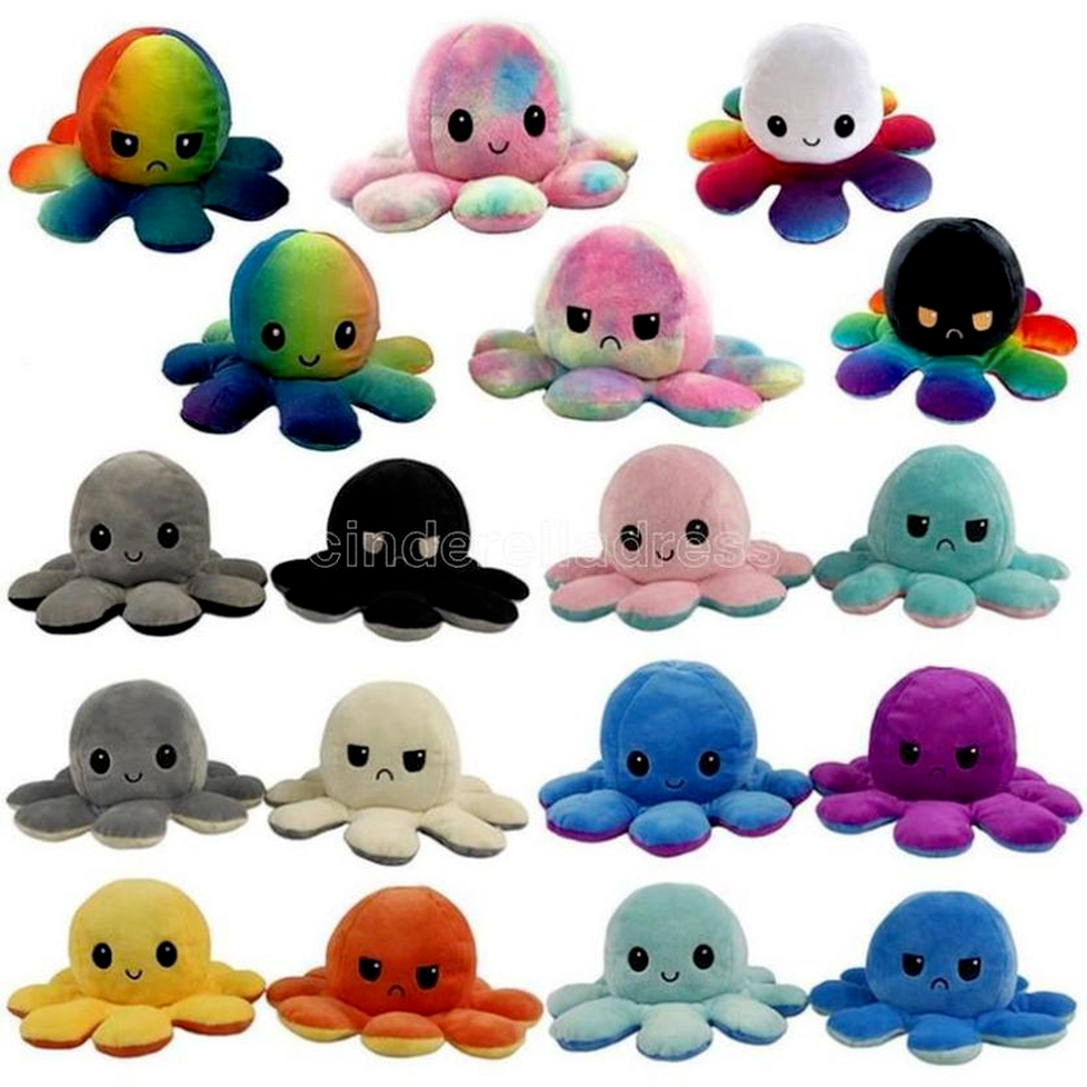 

US Stock 2021 Mood Octopus Doll Double Sided Fidget Toys Pulpo Mood Octopus Plush Octopus Toys For Kids pluszak Soft toy cosplay Toys 4fxA