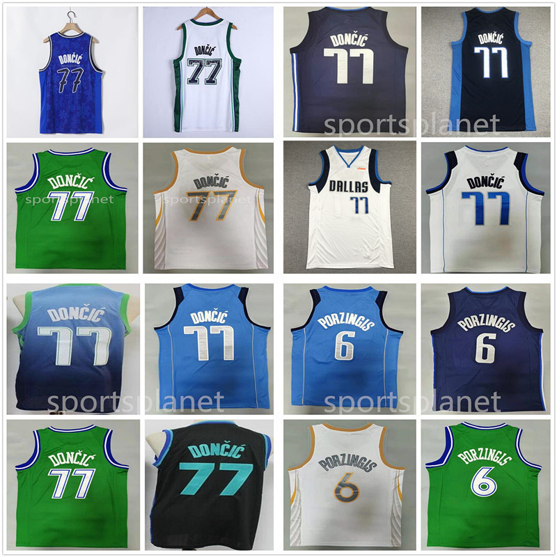 

2021 22 Fashion version''nba''75th city Luka Vintage 77 Doncic Jersey Mens Throwback Dirk 41 Nowitzki kristaps 6 Porzingis Embroidery Shirts, Orange