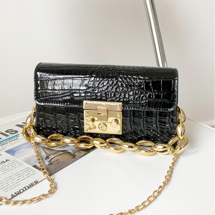 

Factory wholesale women handbag Joker solid color chain bag street trend Alligator storage wallet fashion embossed leather clutch wallets, Orange(boutique box)