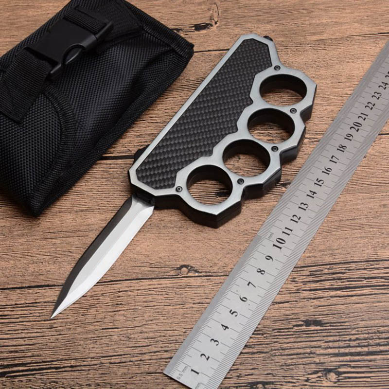

US Style Knuckle Duster Heavy Automatic Knife Survival Knuckles Ring Auto Knives Tactical Self Defense UT88 BM 3300 3400 UT85 Godfather 920 Martial Arts Iron Clasp