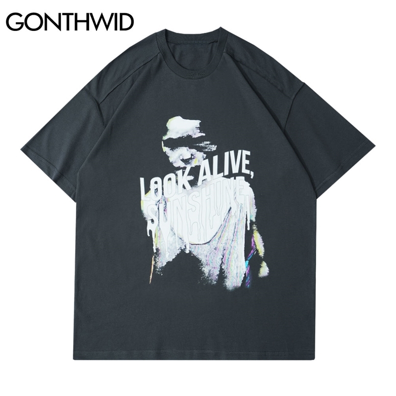 

Tees Shirts Streetwear Hip Hop Creative Print Oversized Tshirts Harajuku Hipster Punk Rock Gothic Short Sleeve Tee Tops 210602, Gray