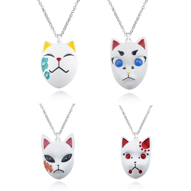 

Pendant Necklaces Trendy Demon Slayers Kimetsu No Yaiba Blade Of Ghost Tanjirou Mask Necklace For Women Men Cosplay Jewelry, Silver
