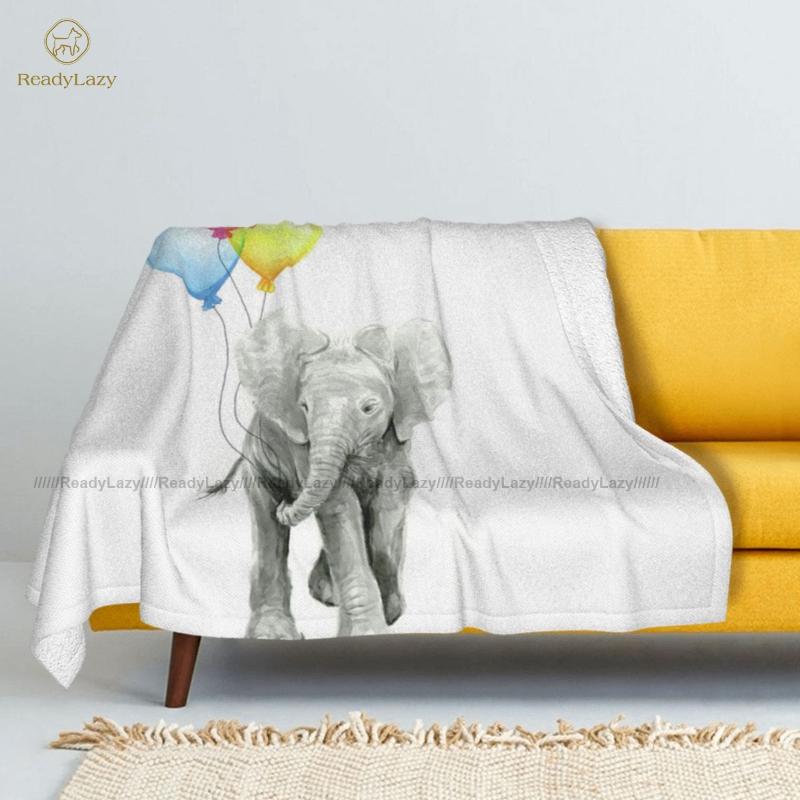 

Elephant Blanket Cozy Sherpa Fleece Sofa Soft Fashion Bedspread Blankets