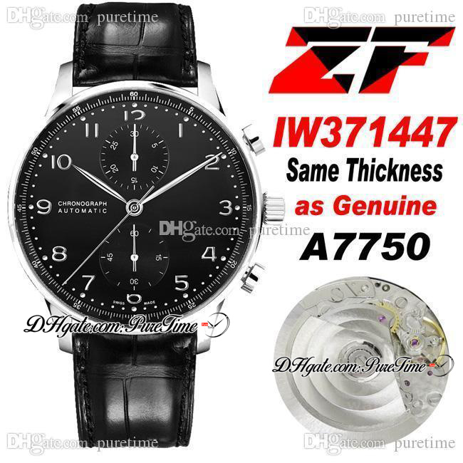 

2021 ZFF 371447 ETA A7750 Automatic Chronograph Mens Watch Steel Case Black Dial Leather Strap Super Edition Stopwatch Watches (Same Thickness as Genuine) Puretime, Customer-defined waterproof service