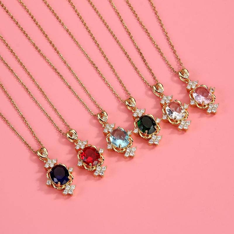 

Pendant Necklaces Fashion Water Drop Necklace Coloful Crystal Choker For Women Girls Rhinestones Statement Chain Jewelry