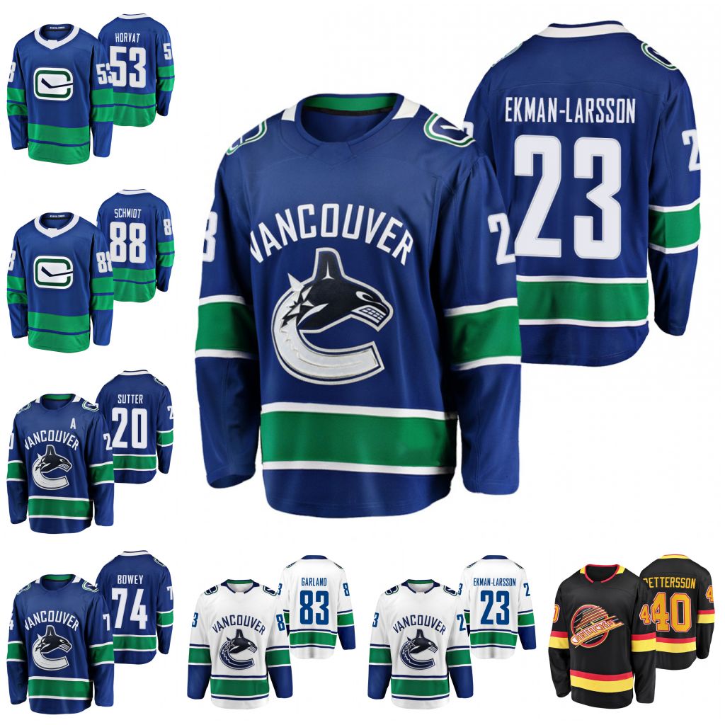 

40 Elias Pettersson 2021 Vancouver Canucks Jersey Jason Dickinson Matthew Highmore Ekman-Larsson Conor Garland Brandon Sutte Messier Sedin H, Black;red