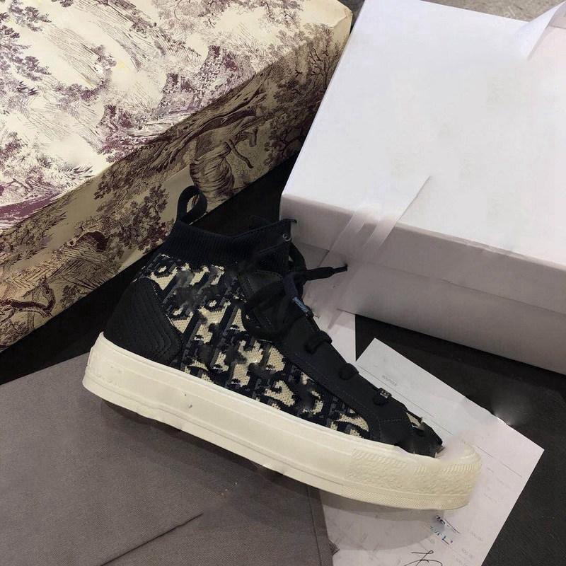 

2021 Women Sneakers High Quality Sport Trainers Black White Leather lace-up Casual Shoes