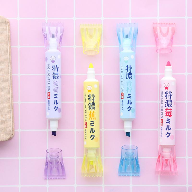 

Highlighters CXZY Kawaii Candy Highlighter Pens Set Double Headed Hilighter Scribble Liquid Pastel Chalk Mark Art Japanese Stationery 1M805