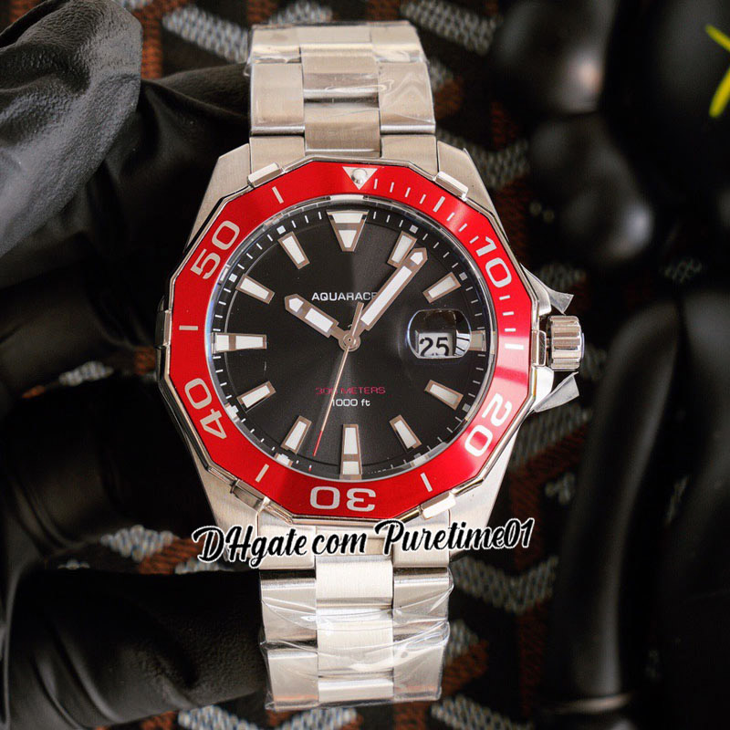 

A21j Automatic Mens Watch Red Bezel Black Dial White Stick Date Stainless Steel Bracelet Watches 2021 6 Styles Puretime Z71b2, Slivery;brown