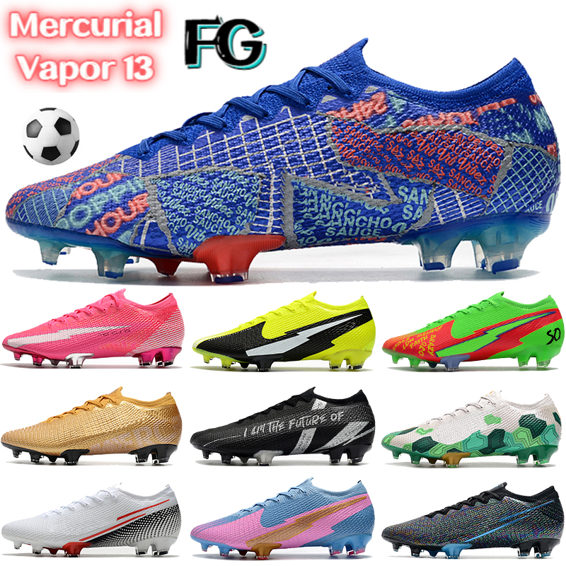 

2022 Fashion mens soccer Shoes Mercurial 13 Elite FG football cleats deep royal multi pink blast black white Anthracite luxury designer sneakers boots, Bubble wrap packaging