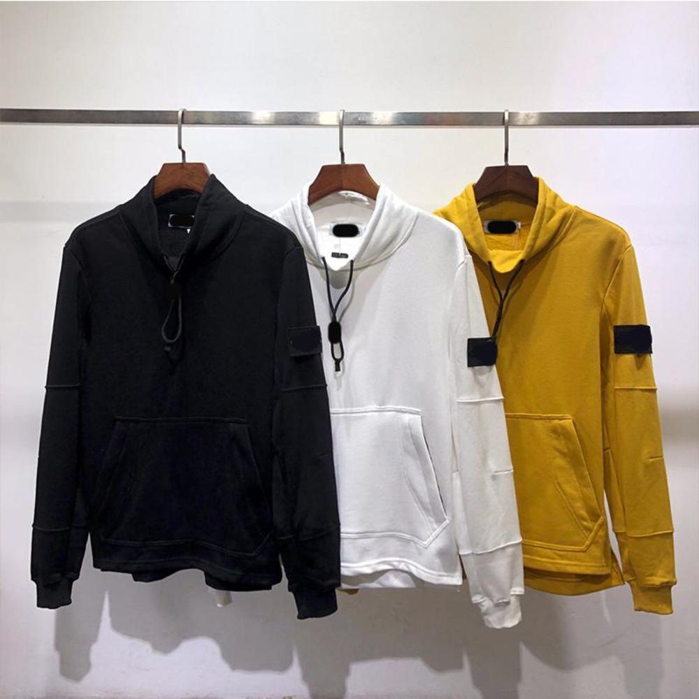 

Topstoney Fashion Sitong Embroidered Armbands Cp Head ISLAND Zipper Pockets Round Neck STONE Drawstring Pullovers Sweatshirts Hoodies, Black