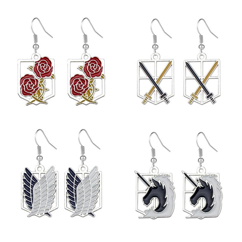 

Stud DZ1507 Anime Attack On Titan Earrings Jiyuu No Tsubasa Earings For Women Men Cosplay Jewelry Accessories Gifts Girls