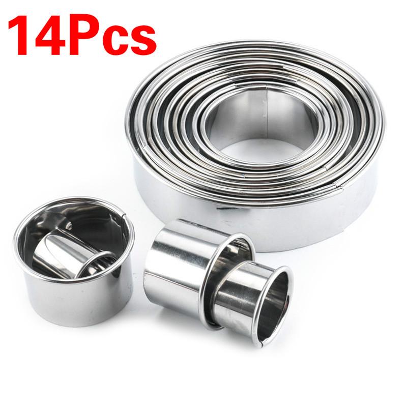 

Baking Moulds 14Pcs/Set Stainless Steel Round Cookie Cutter Biscuit Molds Practical Circle DIY Cake Dessert Pastry Decorating Tool