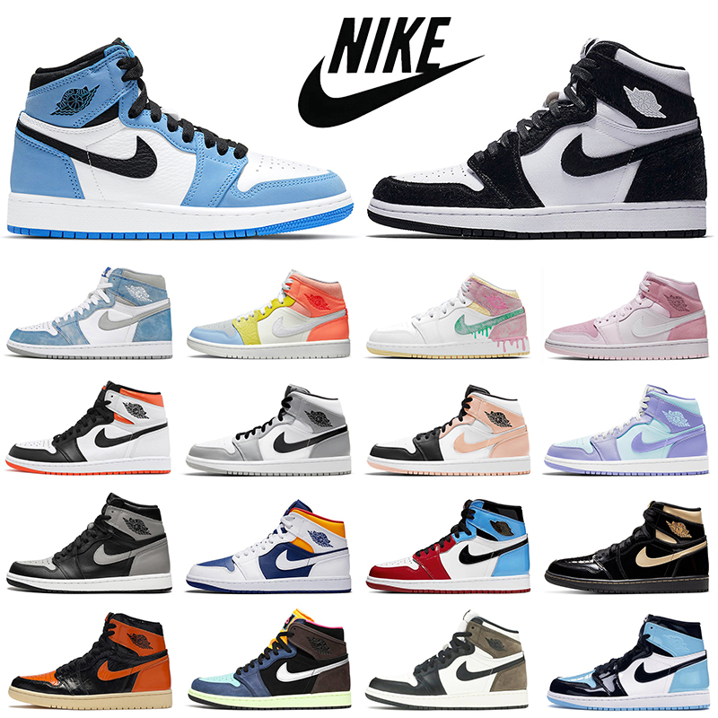 

Fashion Hyper Royal 1s Men Basketball Shoes Jumpman 1 University Blue Light Smoke Grey Paint Drip Womens Mens Trainers Sports Sneakers