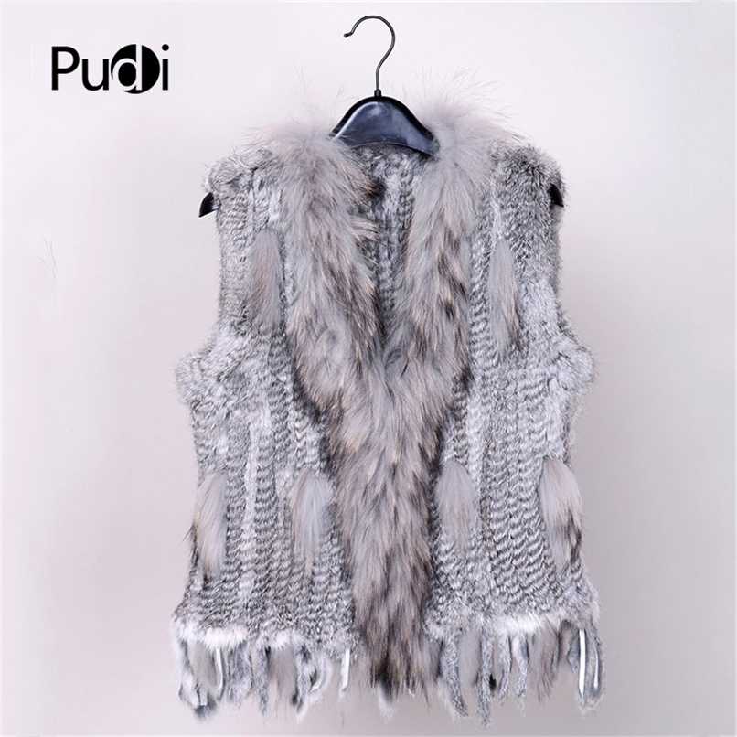 

28 Colors Women Genuine Real Rabbit Fur Vest Coat Tassels Raccoon Fur Collar Jacket Waistcoat Wholesale Drop VR032 211019, Purple