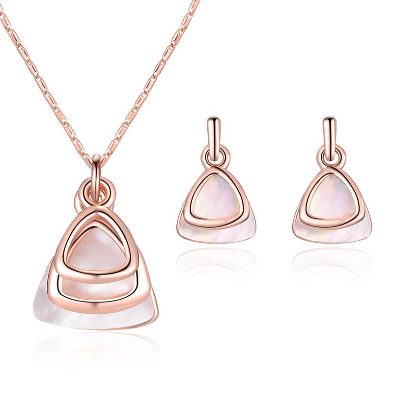 

Earrings & Necklace Triangle Geometry Set Alloy Jewelry Wedding Gift, Silver