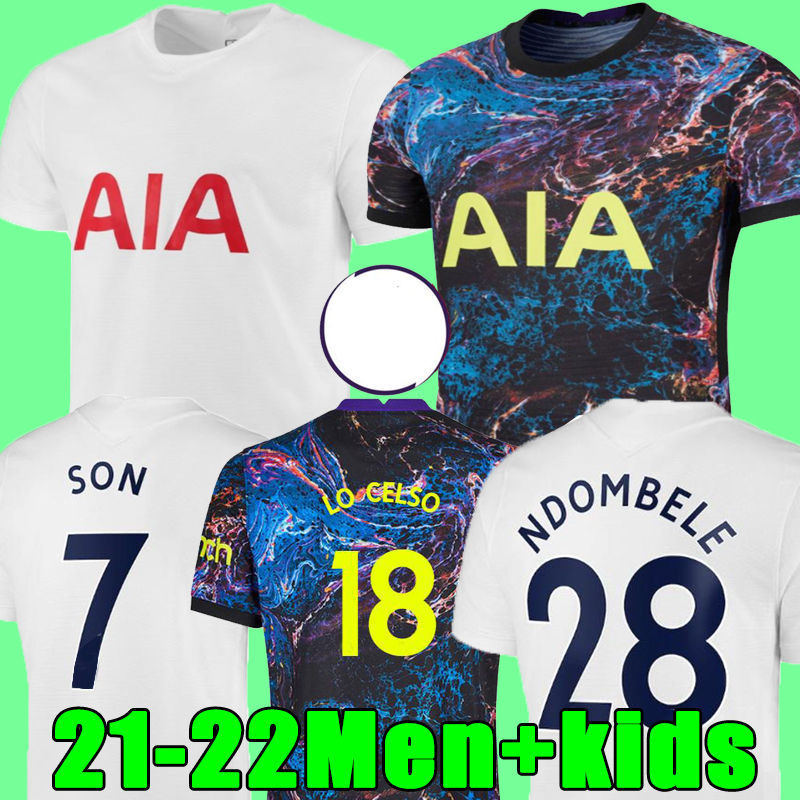 

21 22 DELE SON TOTTENHAM BALE KANE soccer jersey HOJBJERG BERGWIJN LO CELSO SPURS 2021 2022 LUCAS football shirts uniforms men + kids kit123, 21/22 green men+patch